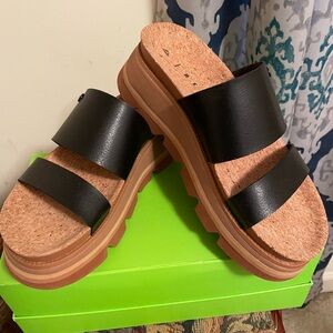 Reef Vista Luxe Siaa Black and Brown Platform Sandals